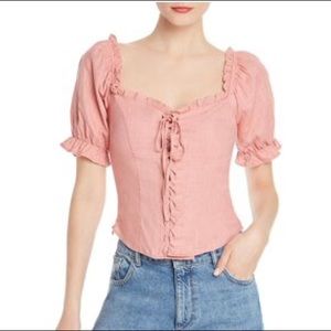 re:named pink lace up top